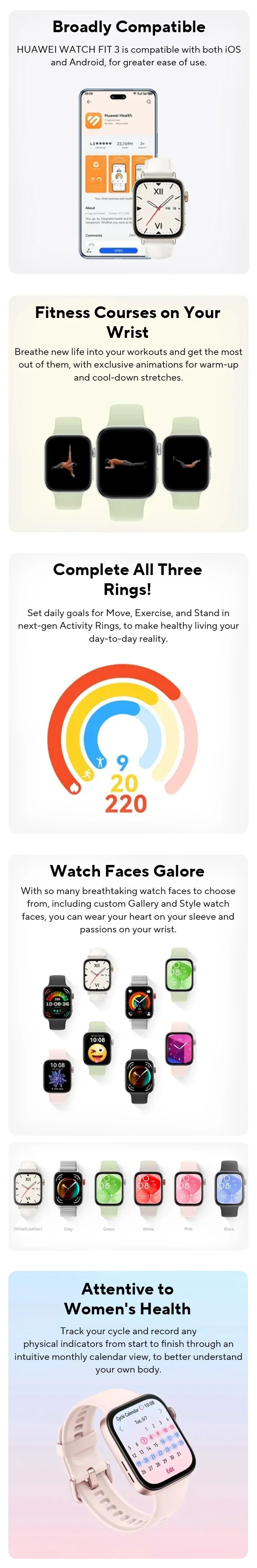 HUAWEI Watch Fit 3 Smartwatch 1.82'' AMOLED Display Ultra Slim Design Upgraded Health Management huawei watch fit 3 سوار