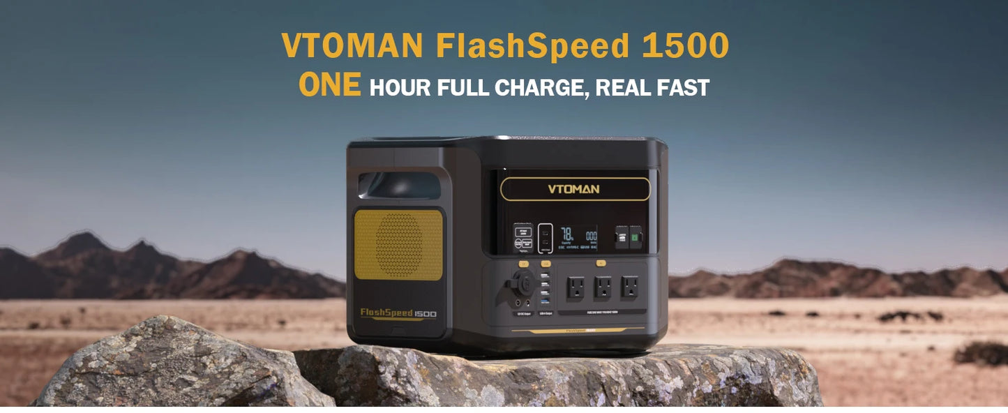 VTOMAN FlashSpeed 1500 Portable Power Station 1548Wh LiFePO4 Battery with 3000W Peak for Outdoor Camping RV Home Energy Power