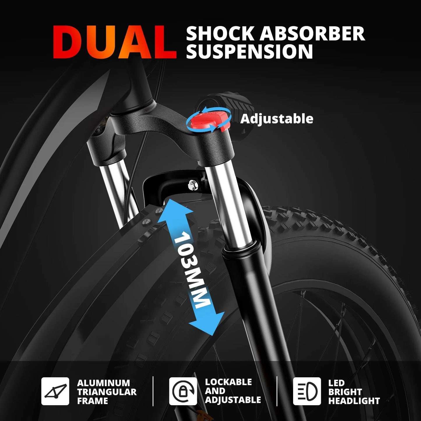 AMYET Electric Bike EB26 Adults Electric Bicycle Peak 1500W 48V 15AH e bike 26" Fat Tire Mountain Bike 31mph  Electric Dirt Bike