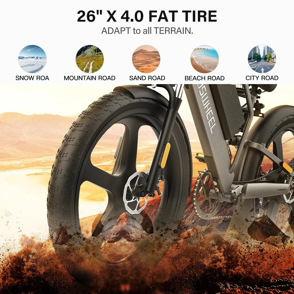 Coswheel T26 adult E-bike 500W 48V20Ah battery commute Electric Bike,26-inch Fat Tire E-Mountain bike