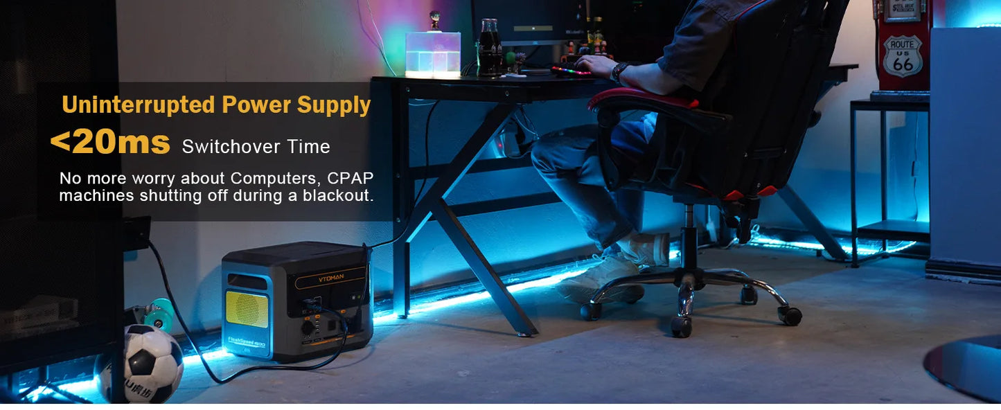 VTOMAN FlashSpeed 1500 Portable Power Station 1548Wh LiFePO4 Battery with 3000W Peak for Outdoor Camping RV Home Energy Power