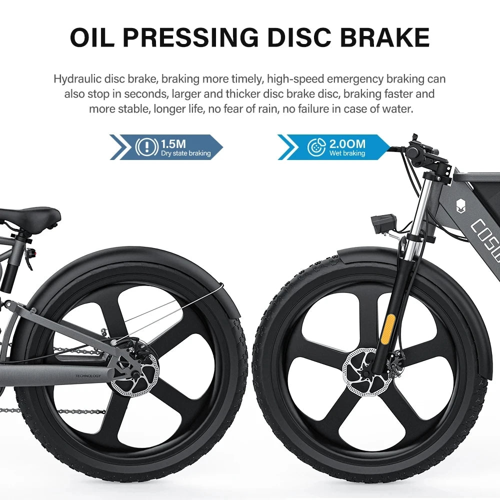 Coswheel T26 adult E-bike 500W 48V20Ah battery commute Electric Bike,26-inch Fat Tire E-Mountain bike