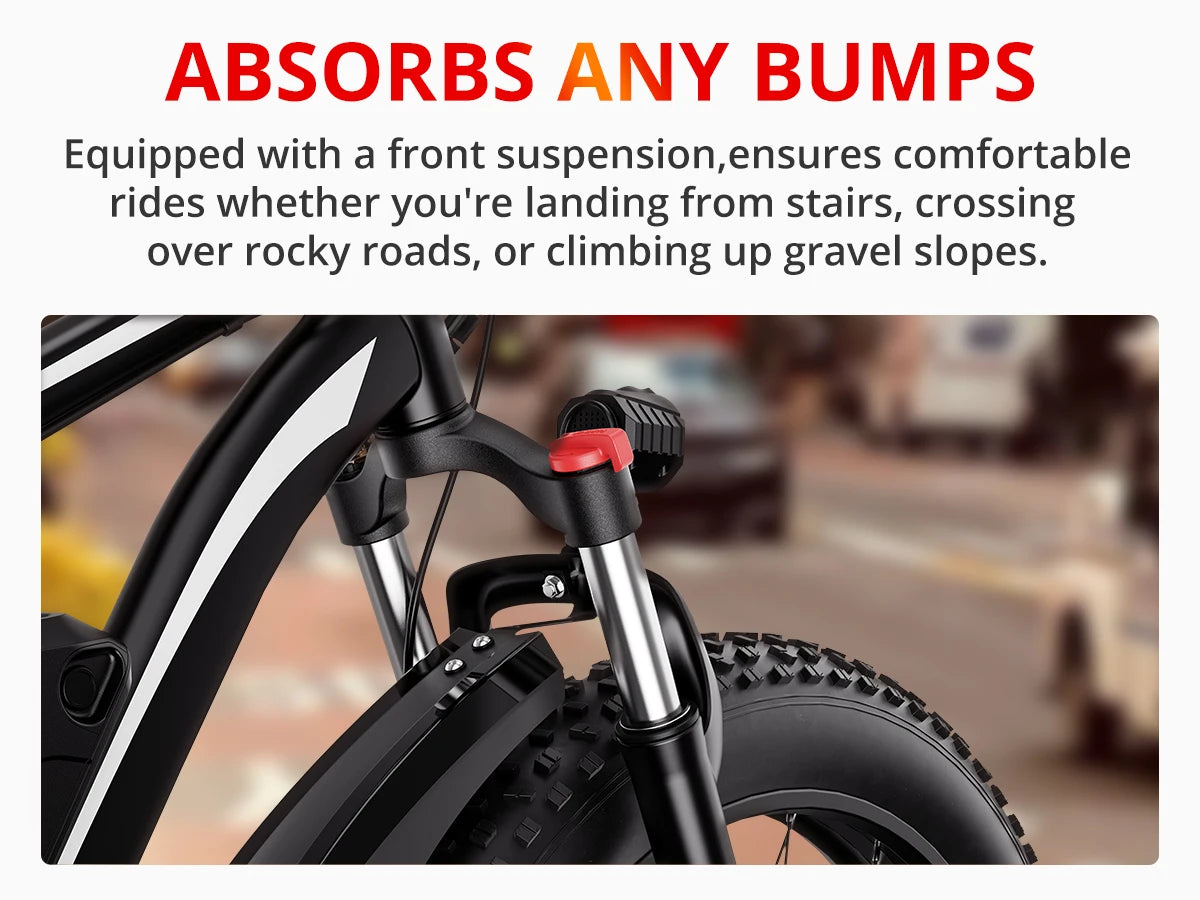 AMYET Electric Bike EB26 Adults Electric Bicycle Peak 1500W 48V 15AH e bike 26" Fat Tire Mountain Bike 31mph  Electric Dirt Bike