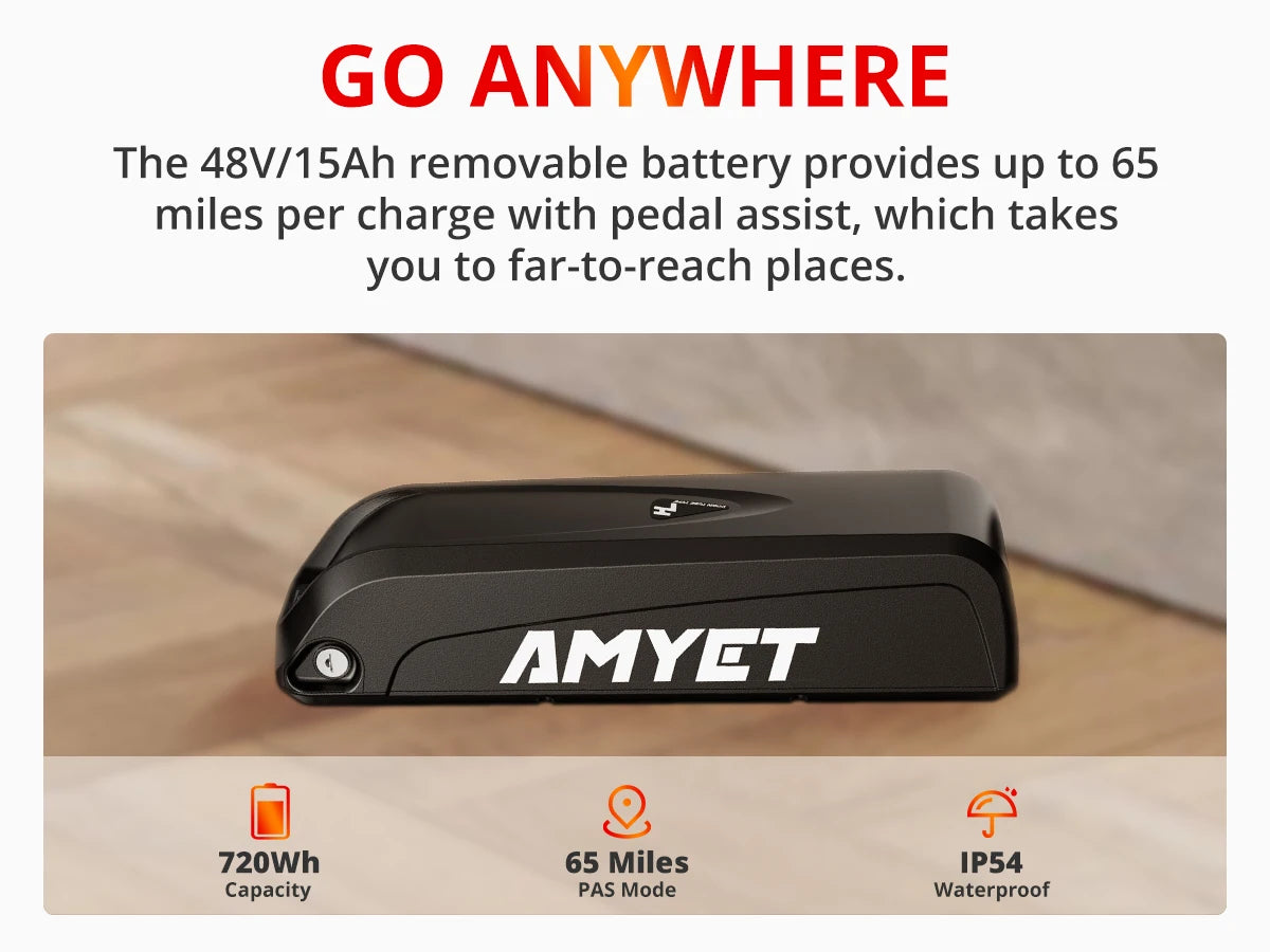 AMYET Electric Bike EB26 Adults Electric Bicycle Peak 1500W 48V 15AH e bike 26" Fat Tire Mountain Bike 31mph  Electric Dirt Bike