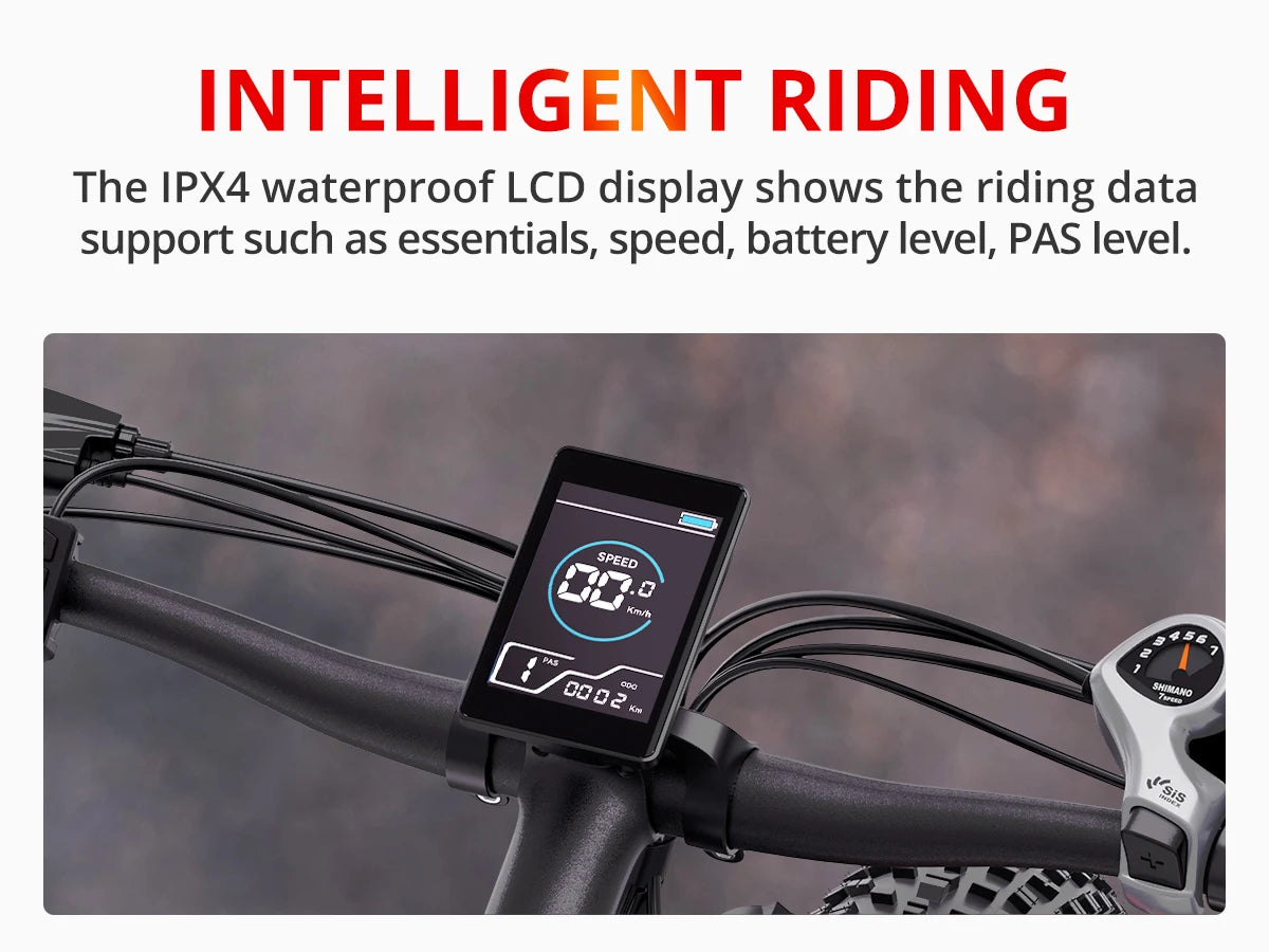 AMYET Electric Bike EB26 Adults Electric Bicycle Peak 1500W 48V 15AH e bike 26" Fat Tire Mountain Bike 31mph  Electric Dirt Bike